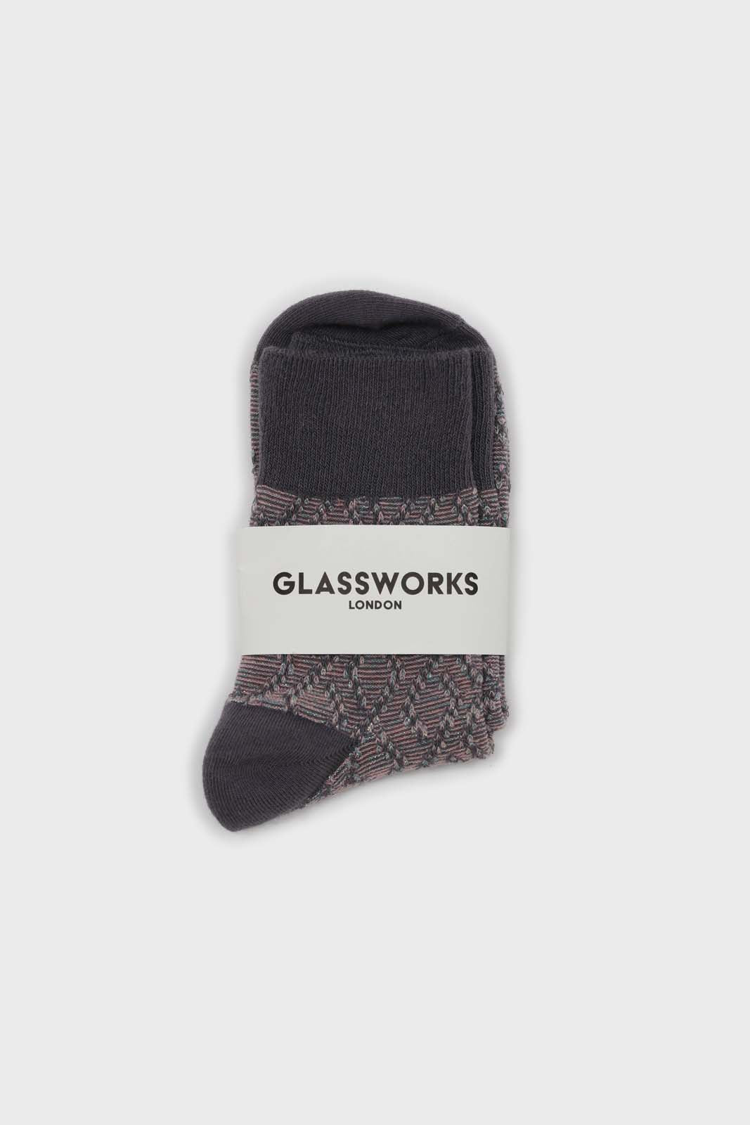 Grey diamond metallic color block socks