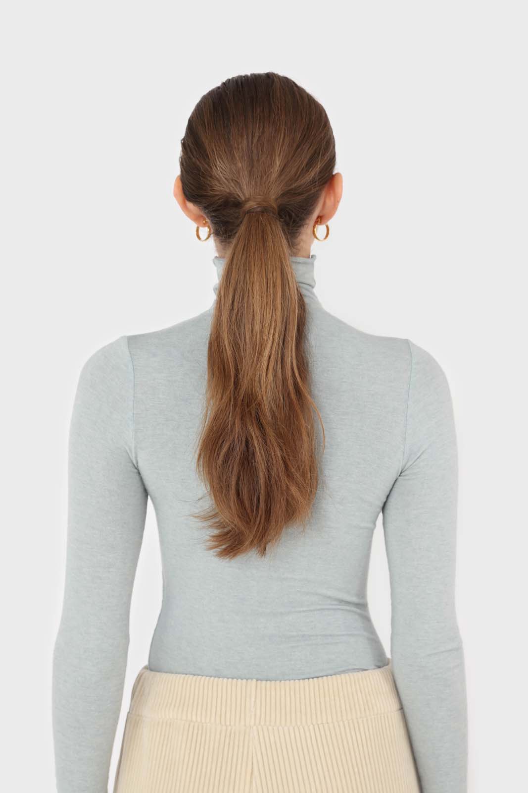 Blue soft thin turtleneck jersey top