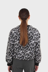 Black leopard brushed string hem sweatshirt