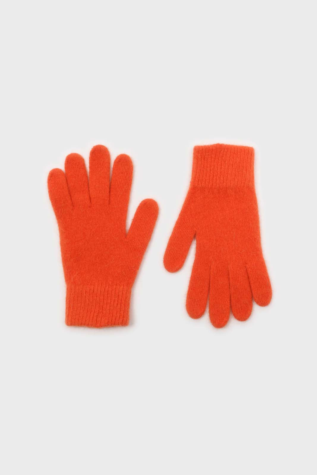 Bright orange mohair gloves