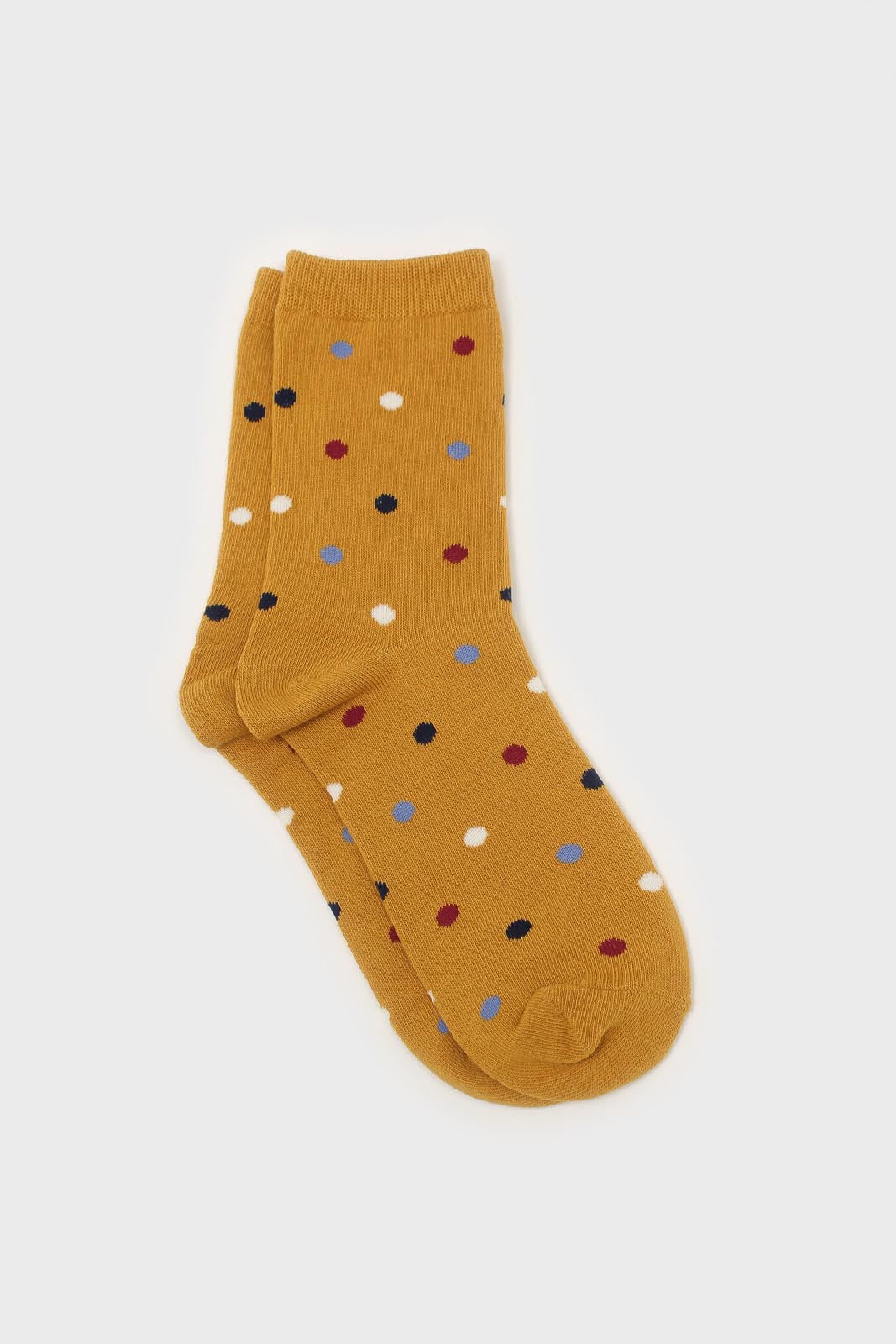 Yellow rainbow polka dots socks