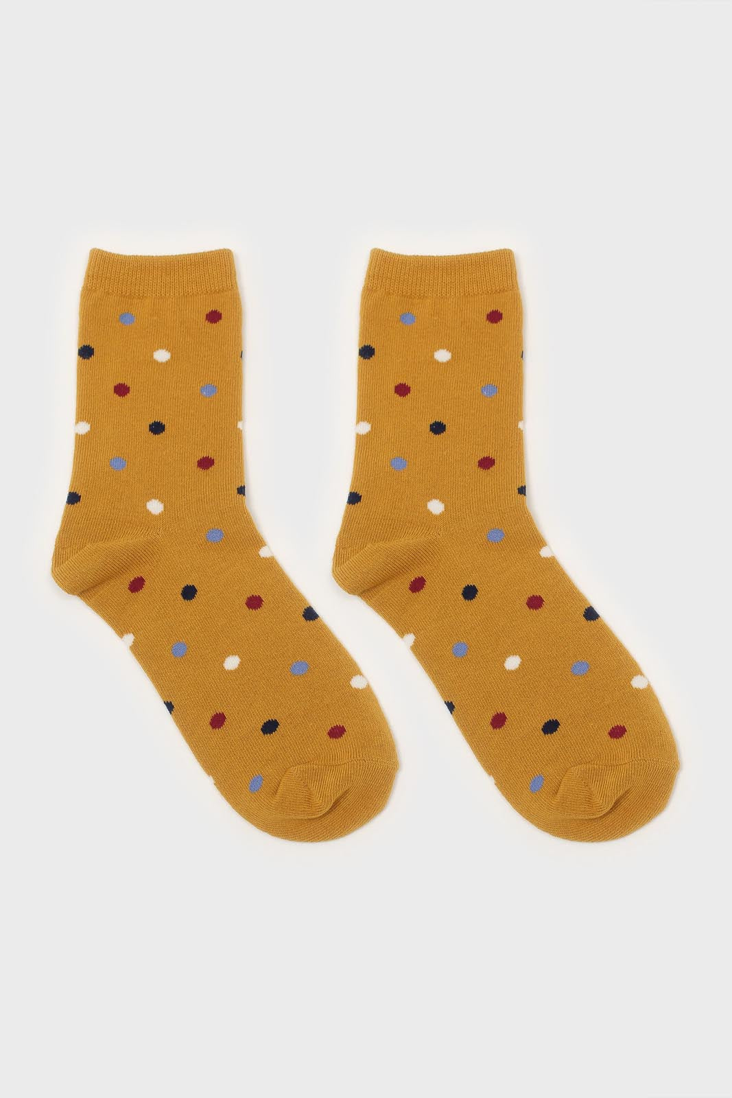 Yellow rainbow polka dots socks