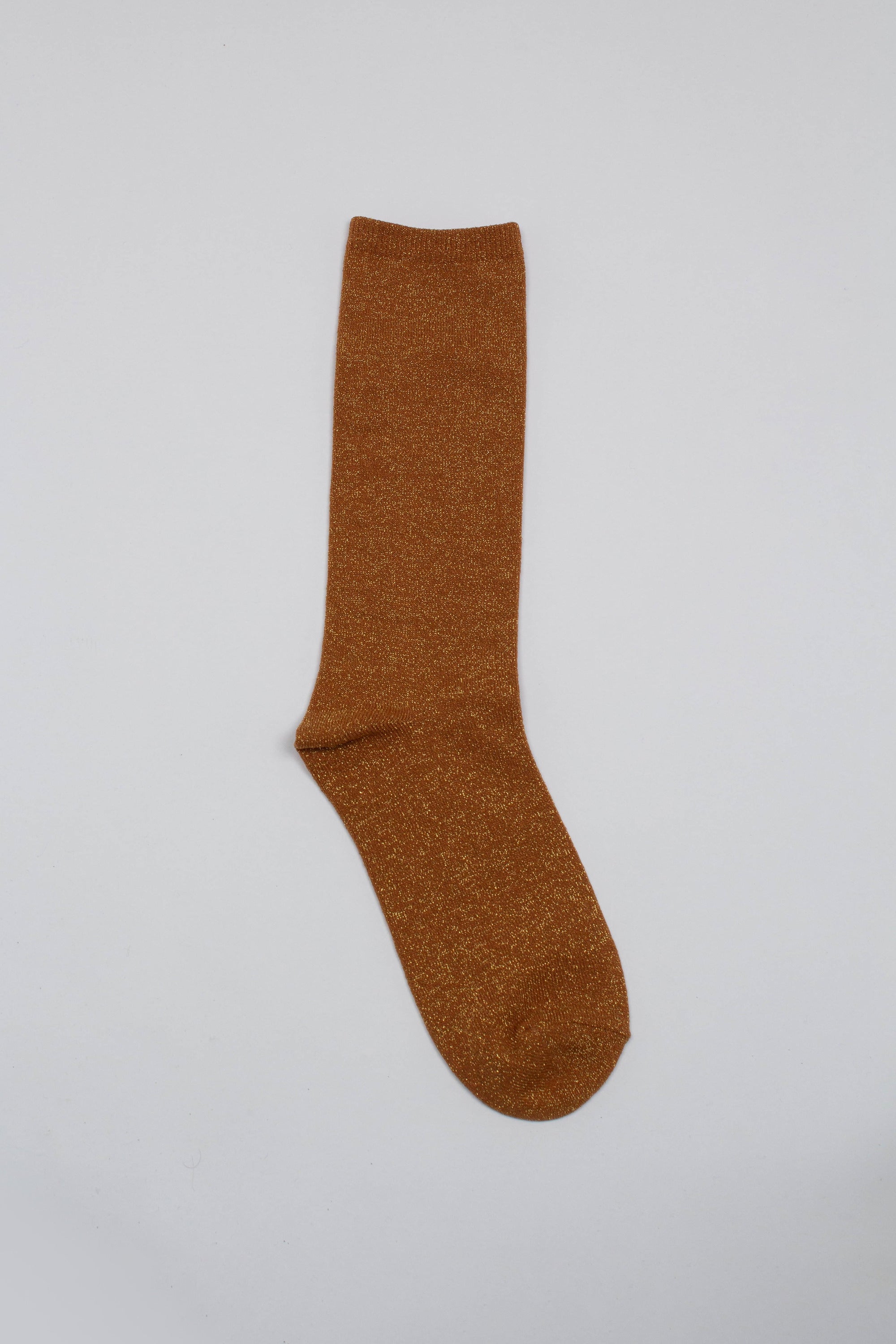 Mustard metallic smooth top long socks
