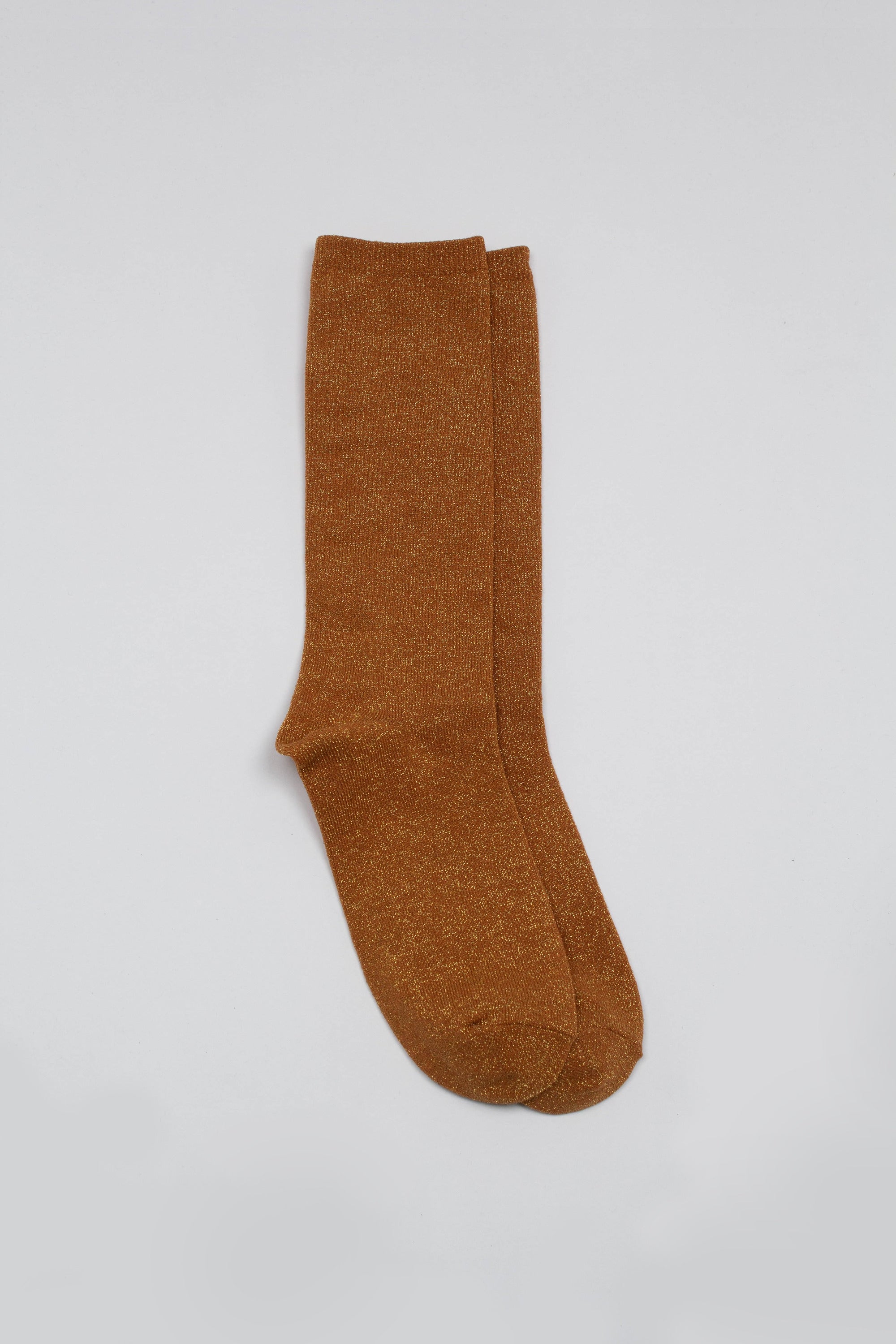 Mustard metallic smooth top long socks