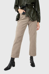Beige micro corduroy loose fit trousers - 2314