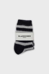 Navy and grey striped angora socks
