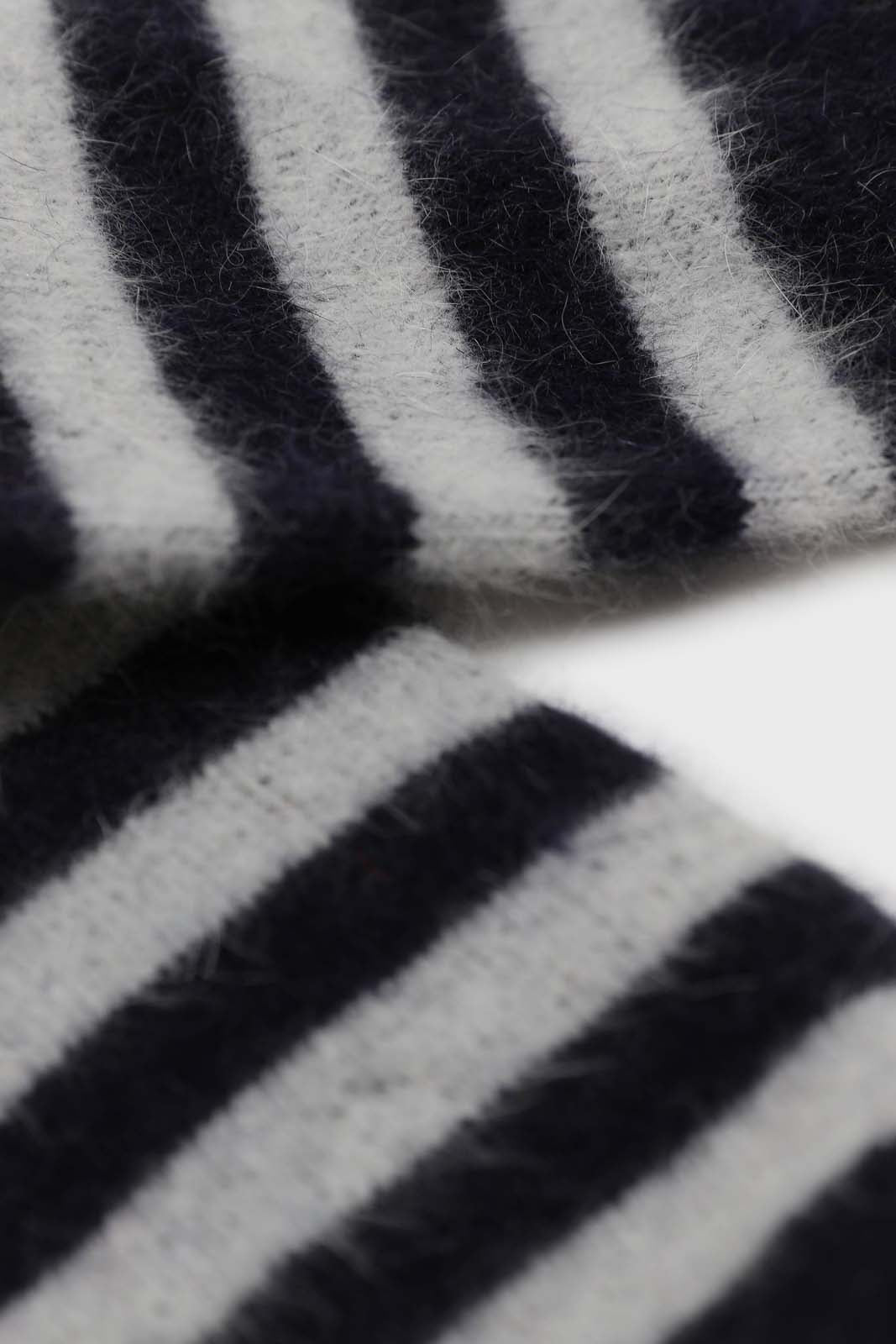 Navy and grey striped angora socks