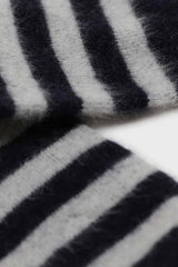 Navy and grey striped angora socks