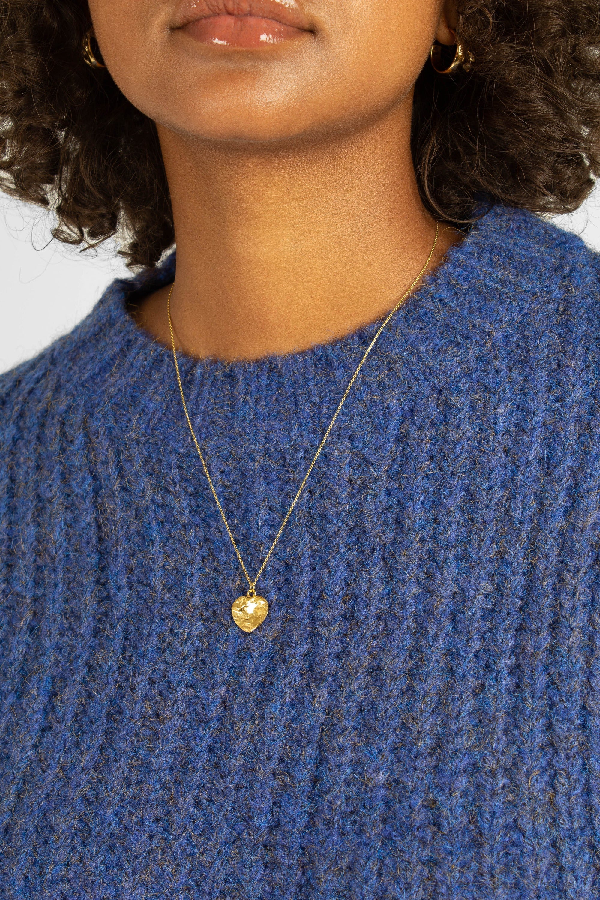 Blue flecked chunky knit cropped jumper