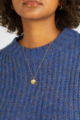 Blue flecked chunky knit cropped jumper