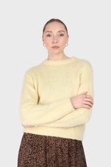 Yellow brush textured crew neck jumper