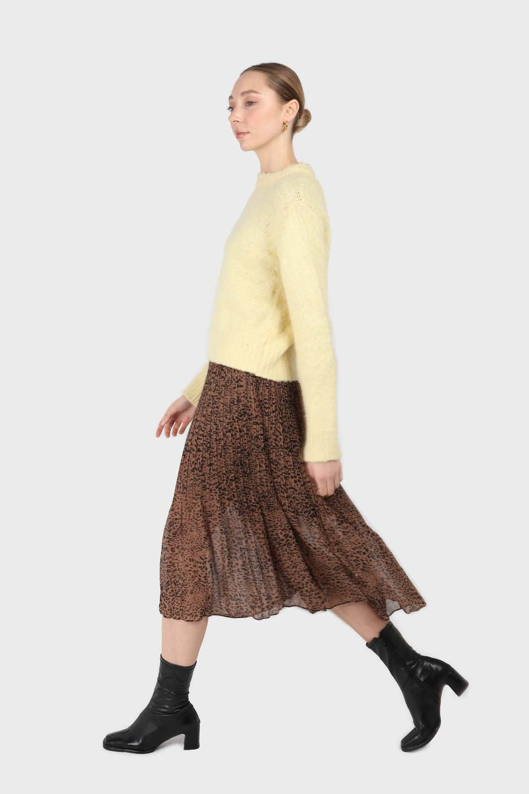Yellow brush textured crew neck jumper