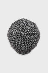 Black and white houndstooth baker boy hat