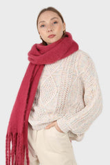 Dark pink fuzzy thick scarf - 826