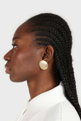 Gold hammered circle earrings