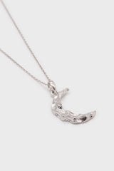 Charm necklace - Silver hammered crescent pendant