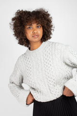 Grey thick wool cableknit jumper
