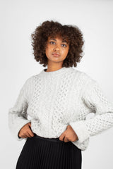 Grey thick wool cableknit jumper