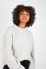 Grey thick wool cableknit jumper