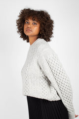 Grey thick wool cableknit jumper