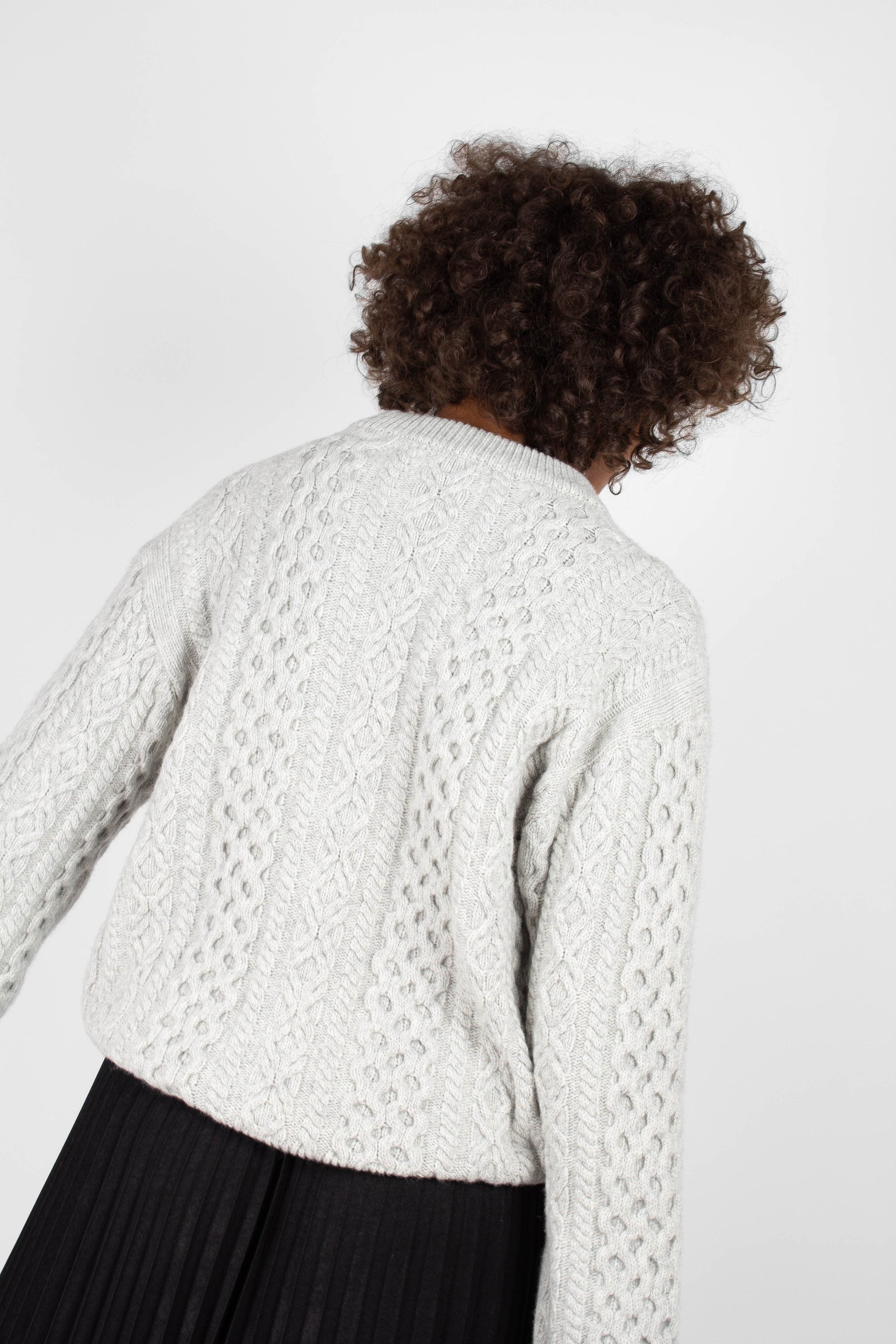Grey thick wool cableknit jumper