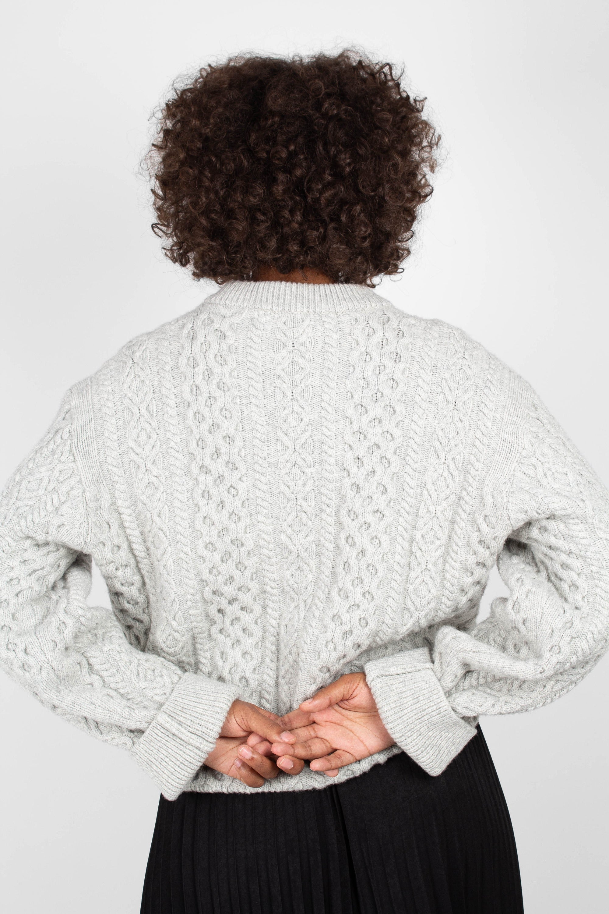 Grey thick wool cableknit jumper