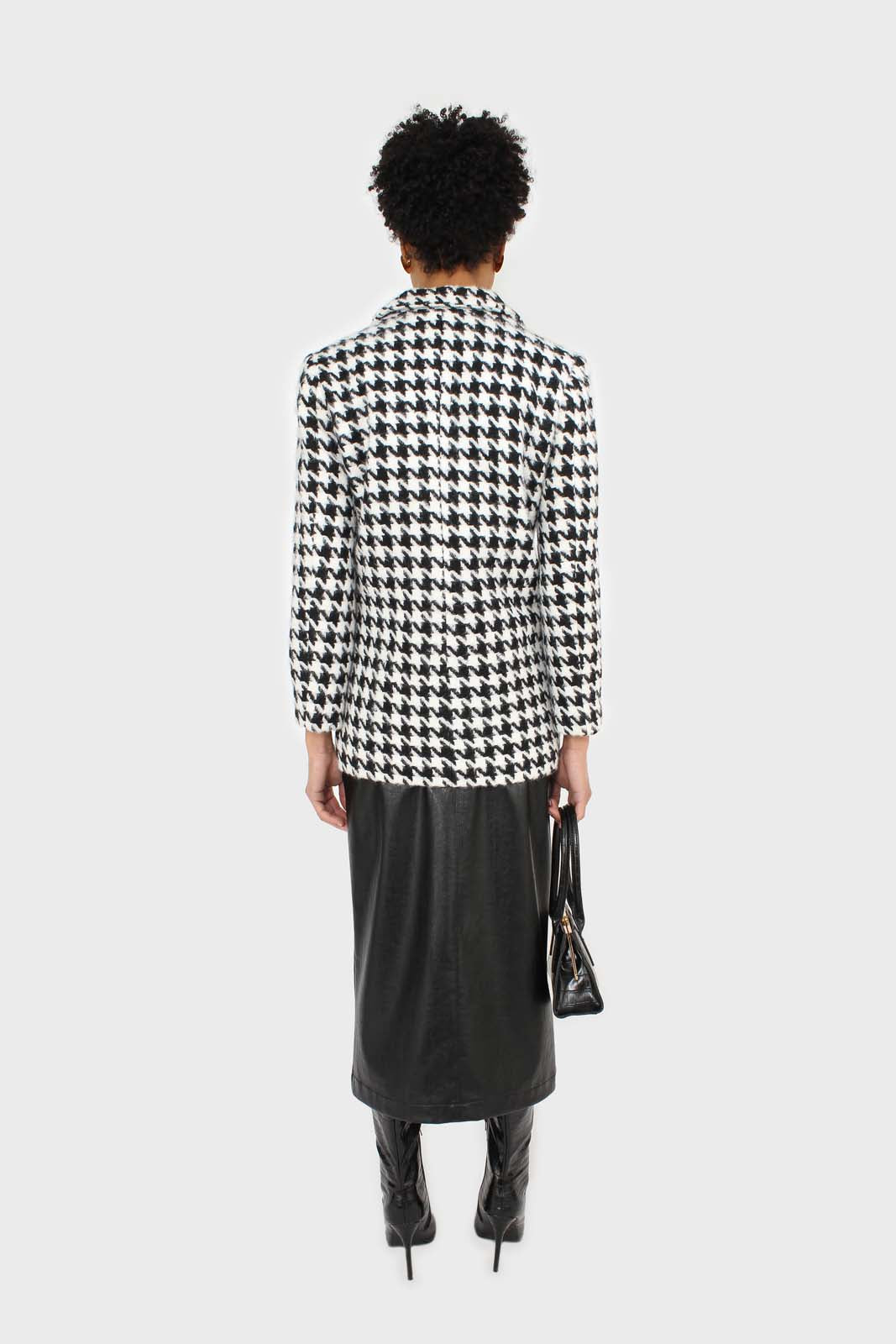 Black and white large houndstooth wool blazer