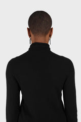 Black cashmere-wool blend light weight turtleneck
