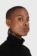 Black cashmere-wool blend light weight turtleneck