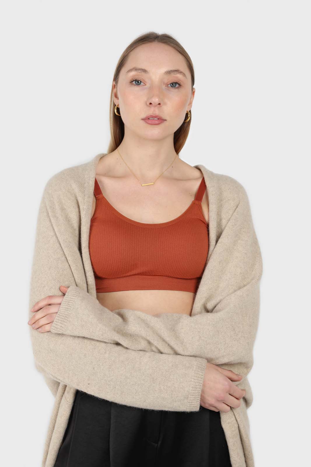 Oatmeal wool alpaca soft open cardigan