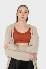 Oatmeal wool alpaca soft open cardigan