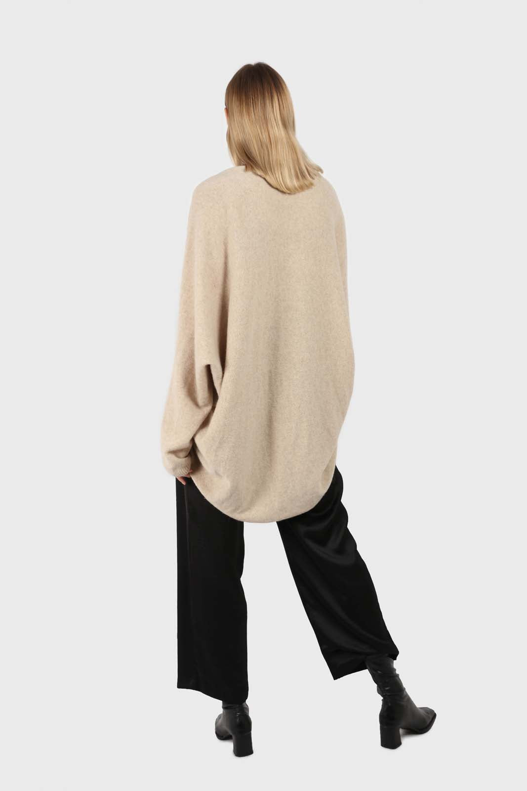 Oatmeal wool alpaca soft open cardigan
