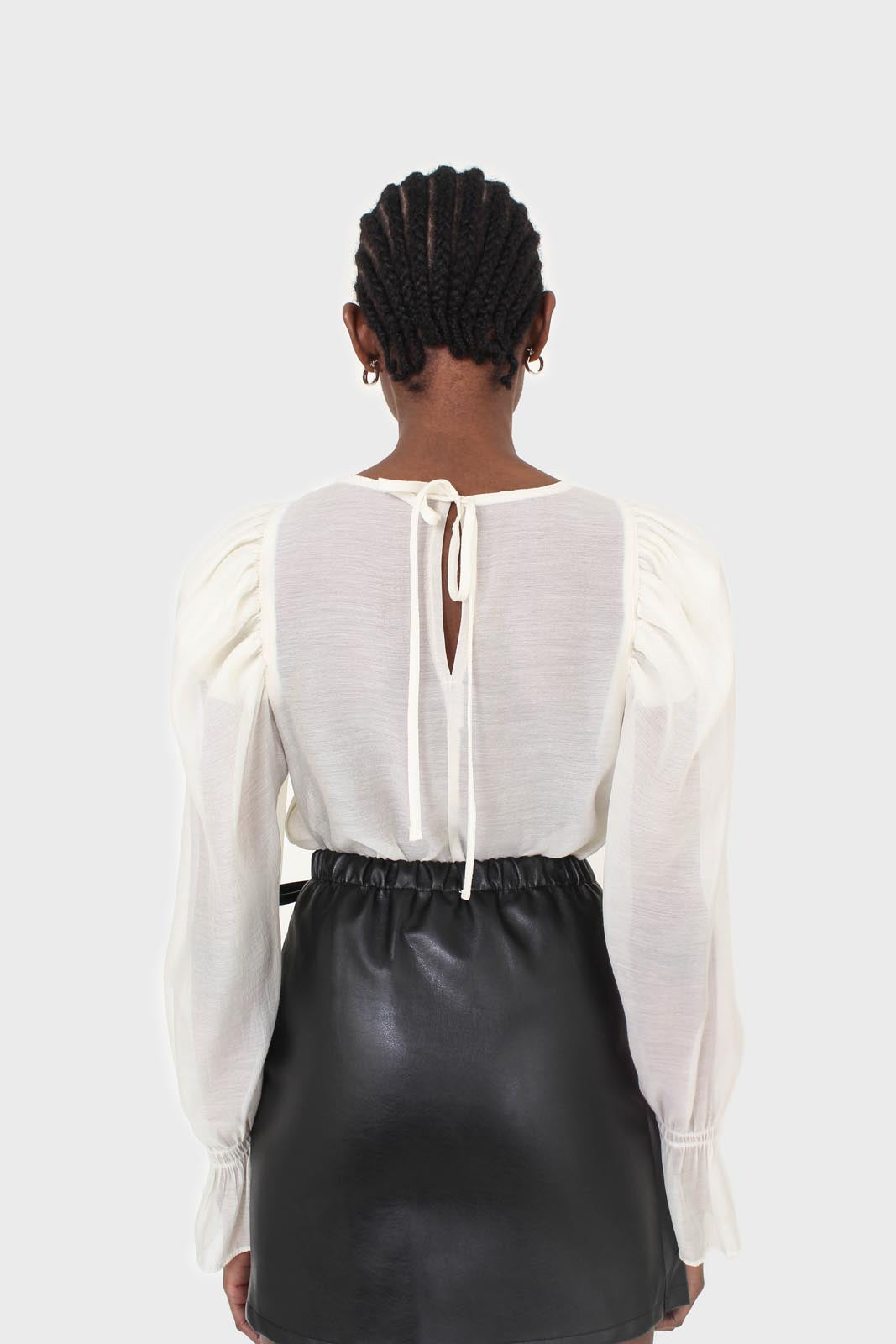 Black vegan leather wrapped tie mini skirt