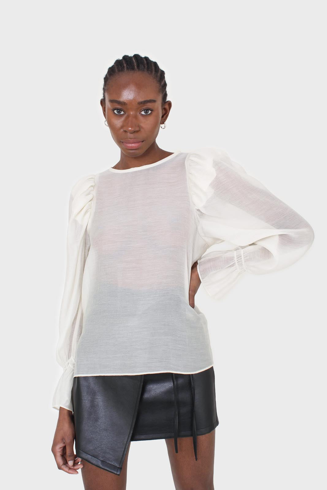 Black vegan leather wrapped tie mini skirt