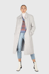 Light blue vegan mustang belted long coat