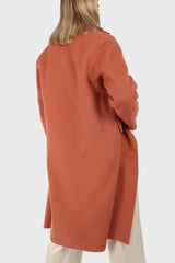 Dusty orange double breasted handmade wool coat