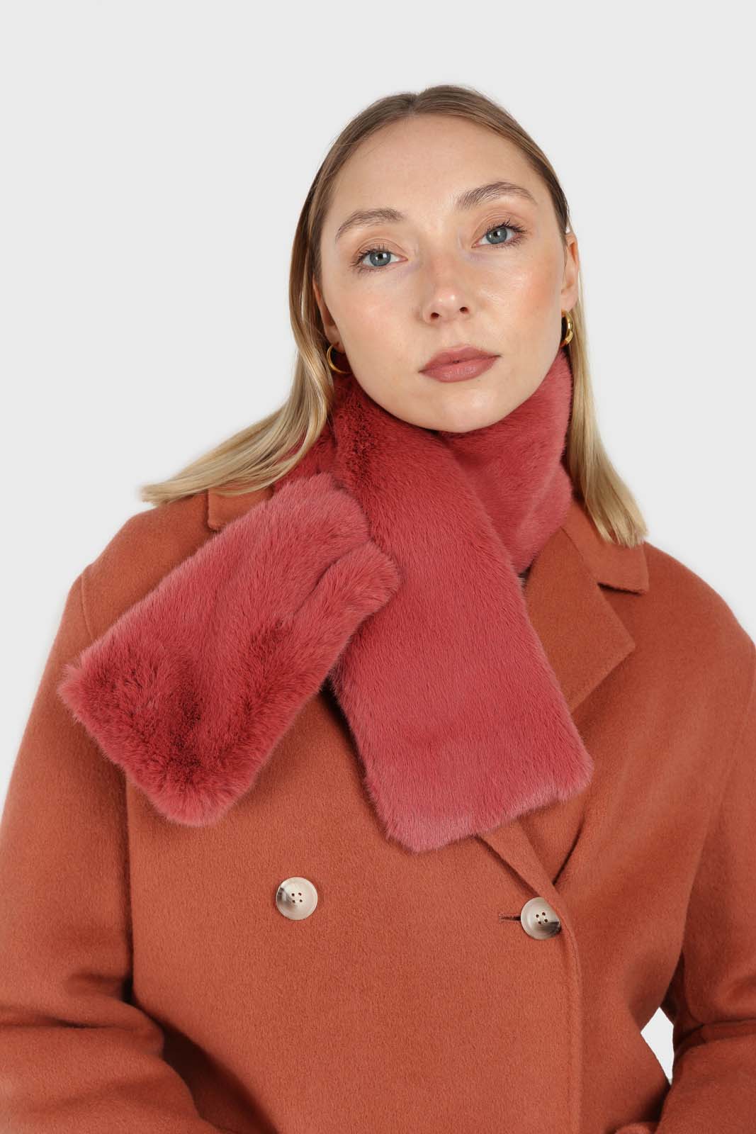 Dusty orange double breasted handmade wool coat