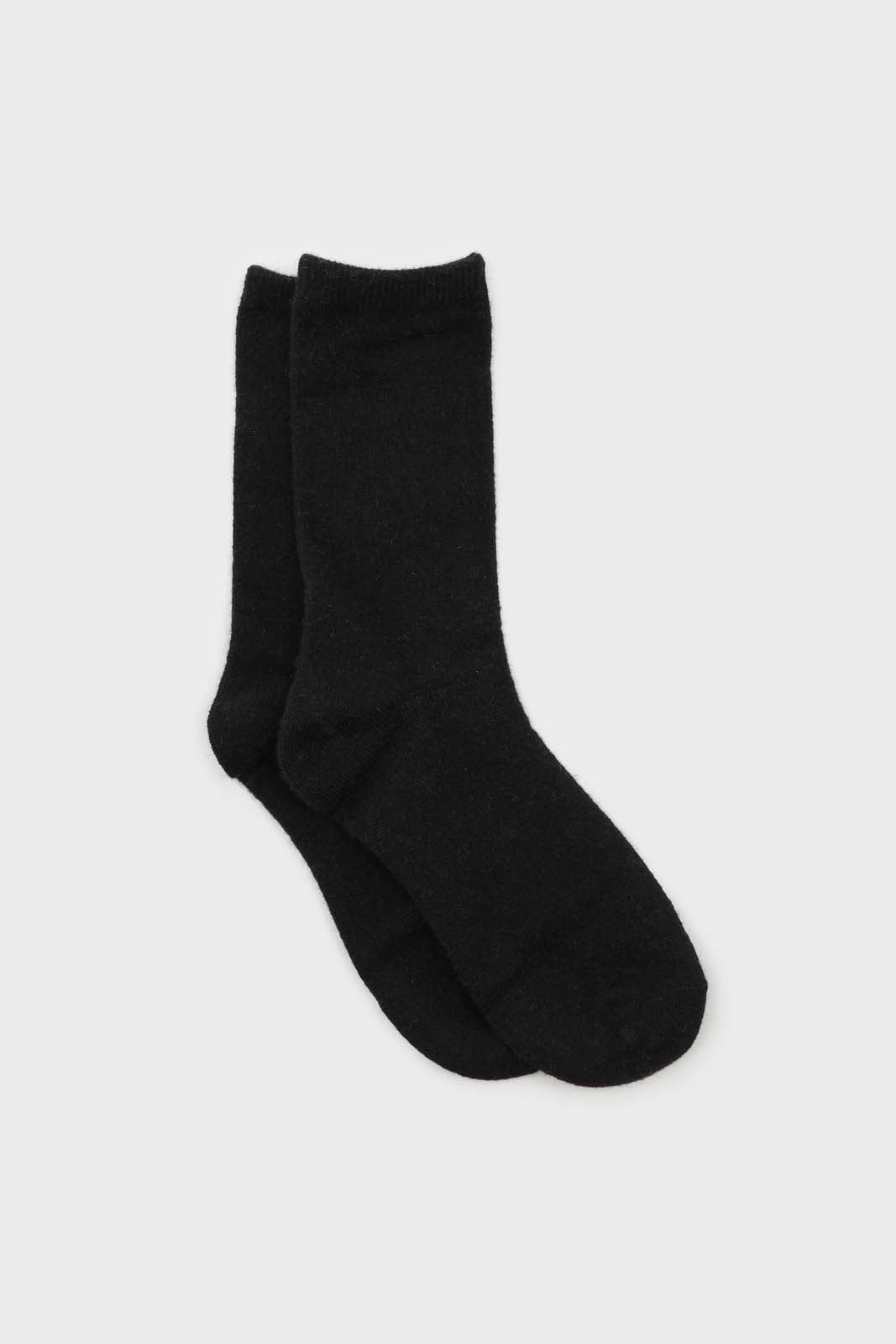Black smooth wool long socks