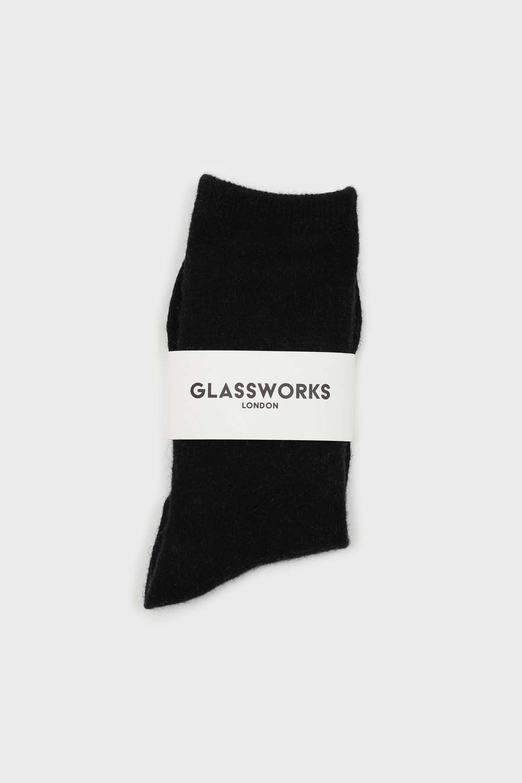 Black smooth wool long socks
