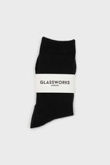 Black smooth wool long socks