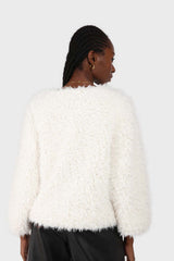 Ivory thick fuzzy tufts long sleeved top