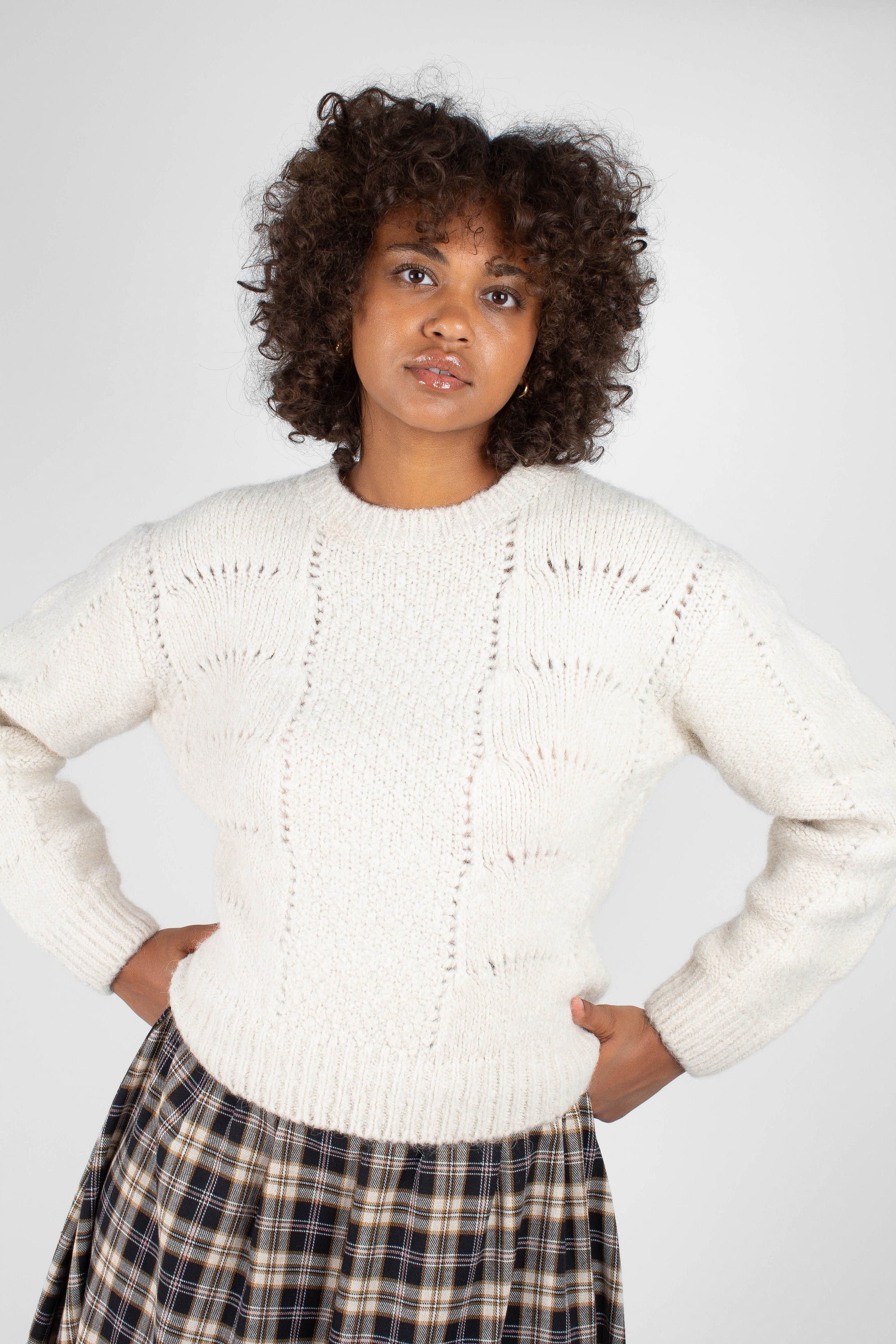 Ivory textured alpaca soft jumper