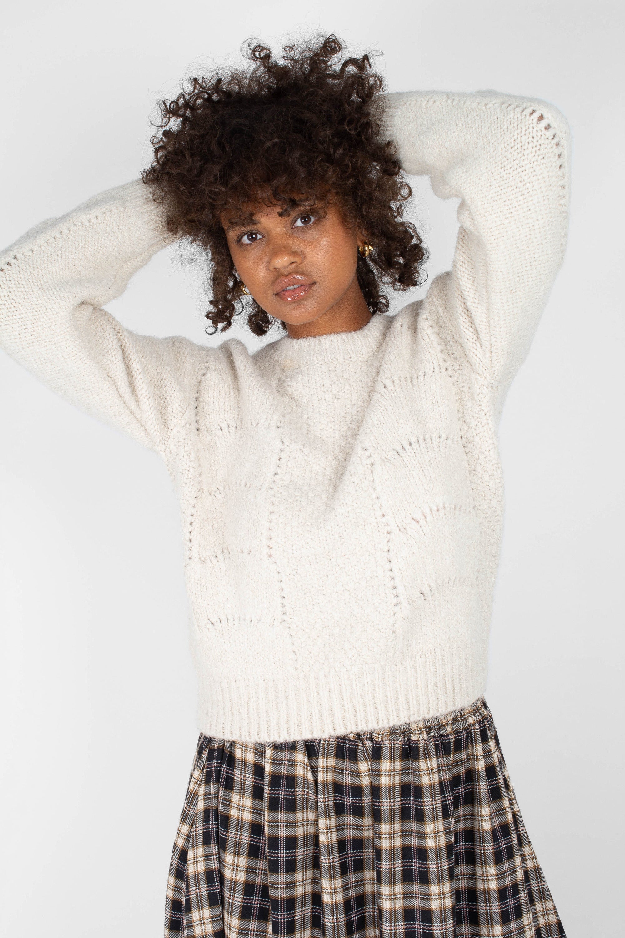 Ivory textured alpaca soft jumper