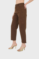 Brown soft touch mom jeans - 200