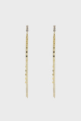 Cubic zirconia long gold chain drop earrings