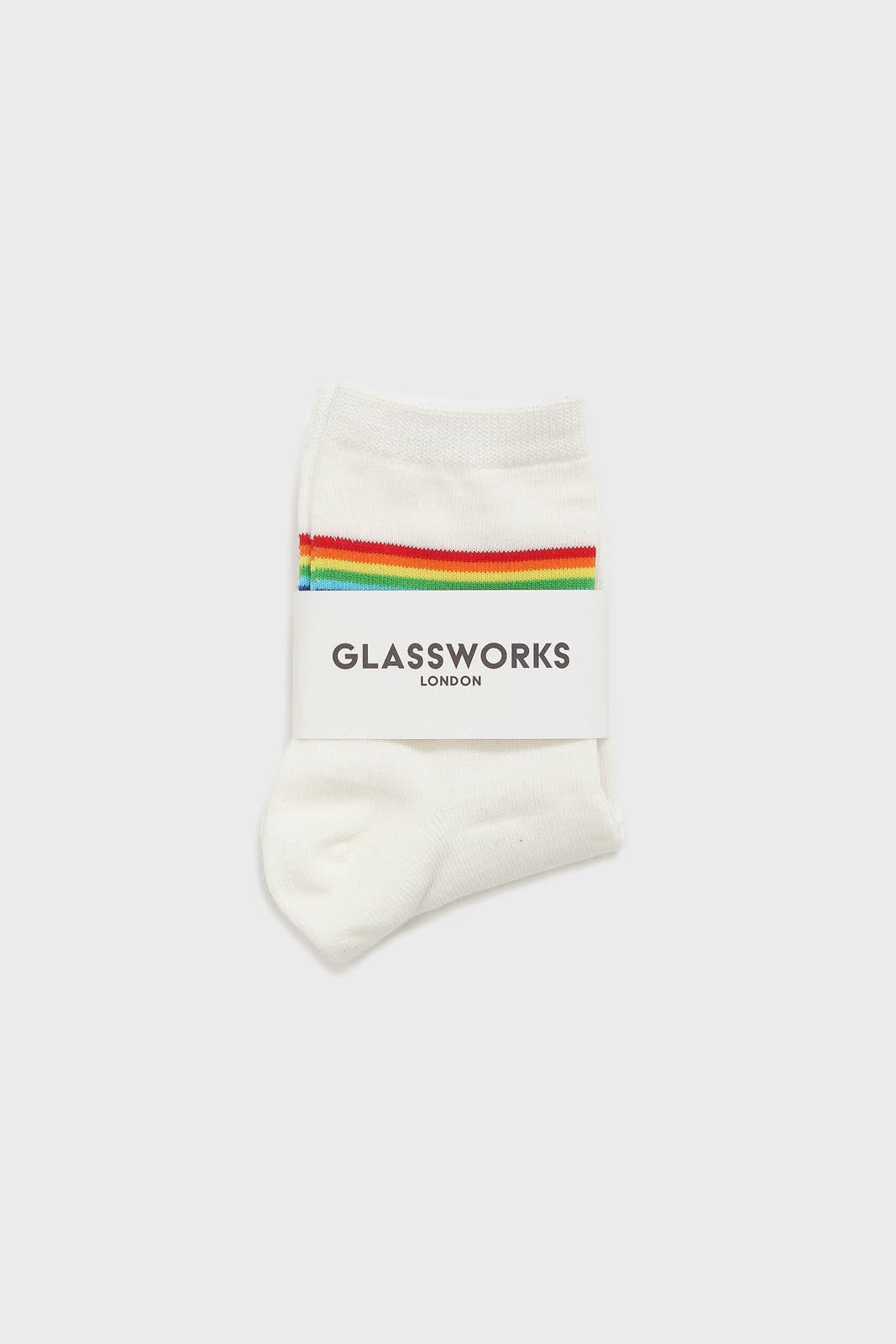Ivory rainbow striped ankle socks