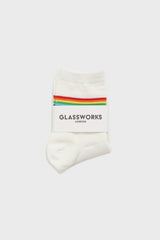 Ivory rainbow striped ankle socks