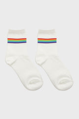 Ivory rainbow striped ankle socks