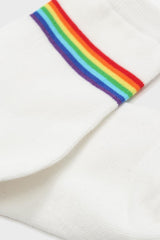 Ivory rainbow striped ankle socks
