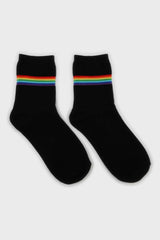 Black rainbow striped ankle socks